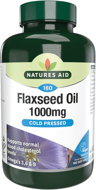 Natures Aid Flaxseed Oil 1000mg  High Strength Omega-3 Softgels  Supports Heart & Brain Function  Vegan, Non-GMO, Gluten-Free  Cold Pressed Essential Fatty Acids  60 Capsules