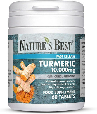 Turmeric Tablets Fast Release 10,000mg (200mg Extract) 95% Curcuminoids | High Strength Turmeric Curcumin | 60 Tablets | Fast Absorption Formula | UK Made | Purest Grade, standardised Extract (60)