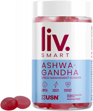 USN Liv.Smart by Usn Ashwagandha Gummies - 60 Delicious Apple Flavoured Stress Management Gummies with Added Vitamin B6 - for Mental Support, Mental Energy and Immunity Support