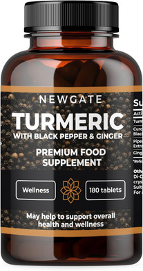 Newgate Labs Turmeric with Black Pepper and Ginger 180 High Strength Tablets - Overall Wellness Support - Premium Nutritional Supplement - GMO Free - Halal - Made in The UK