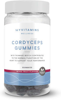 Myprotein Cordyceps Mushroom Gummies with 400mg Cordyceps Sinensis & Vitamin B1 for Energy, Endurance, Focus, and Heart Health in a Delicious Mixed Fruit Flavour - Vegan-Friendly 60 Chewable Gummies
