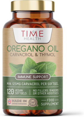 Oregano Oil - 120 Softgels - Vegan & Carrageenan-Free - 125mg Carvacrol per Softgel - Contains Thymol - UK Made - Zero Additives (120 Softgel Bottle)
