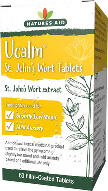 Natures Aid Ucalm St John's Wort - Traditional Herbal Remedy for Low Mood & Mild Anxiety Relief - Supports Emotional Balance & Mental Clarity - Vegan, Non-GMO, Gluten-Free - 120 Tablets