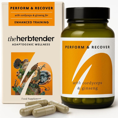 The Herbtender Perform & Recover  Herbal Performance Support with Cordyceps, Rhodiola & Ginseng, Caffeine-Free Adaptogen for Endurance & Recover, Vegan, Organic, 60 Capsules