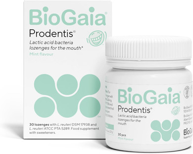 BioGaia Prodentis Oral Probiotics for Gums & Teeth | Innovative Dental Probiotics to Strengthen Teeth & Enamel | Unique Lactobacillus Reuteri | 30 Lozenges with Xylitol, no Added Sugar  Mint Flavour