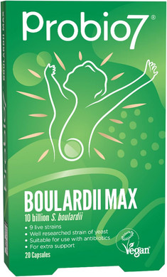 Probio7 Boulardii Max | High Strength Saccharomyces Boulardii | 10 Billion CFU | | 9 Live Strains | Friendly Yeast and Bacteria in One Capsule | Vegan (20 Capsules)