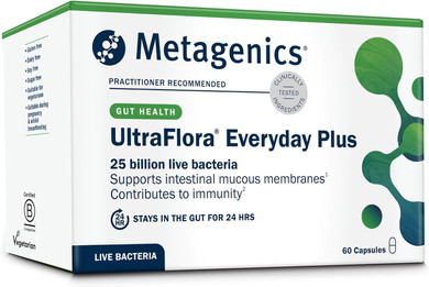 Metagenics - UltraFlora Everyday Plus - Dairy Free Probiotic - 25 Billion Live Bacteria with Vitamin A & D - Supports Microflora Balance - 60 Capsules