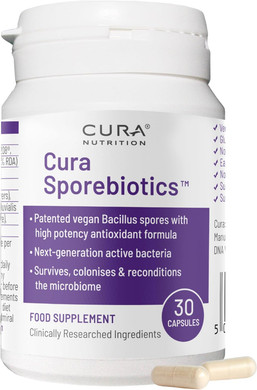CURA NUTRITION SPOREBIOTICS (90 Capsules) Bacillus Coagulans, Subtilis & Clausii Spores Probiotic Supplements with Powerful Antioxidants, Spore Probiotics Live Bacteria, Gut Health Supplement, Vegan