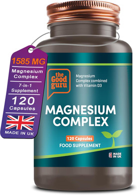 Magnesium Complex Supplements 7 in 1-1585 MG Glycinate, Citrate, Malate, Taurate, Zinc, B6, D3  120 Vegan Capsules  Muscle, Bone, Sleep Support, Magnesium Complex Capsules by The Good Guru