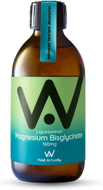 WELL ACTUALLY Liposomal Magnesium Glycinate High Strength 2000mg - High Bioavailability Liquid Magnesium Bisglycinate Supplement for Brain, Muscle, Sleep Support - Lime & BlackBerry (250 ml)