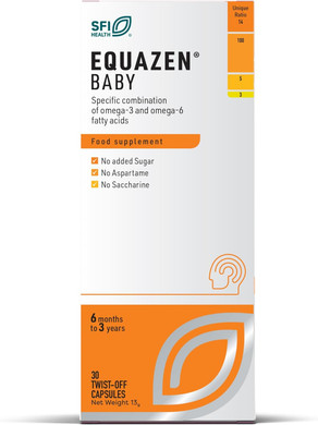 EQUAZEN Baby Capsules | Omega 3 & 6 Supplement | Supports Brain Function | Blend of DHA, EPA & GLA | Add to Food/Drink | for Babies from 6 Months to 3 Years | 30 Capsules