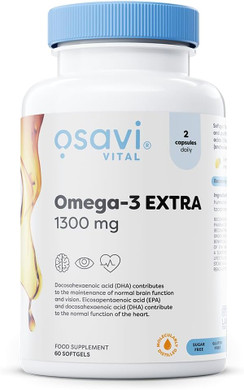 Osavi Omega3 Extra Molecularly Distilled 1300 mg  120 Softgels | Lemon Flavor | EPA & DHA for Heart Health, Brain Function, and Vision I Molecular Distillation for Maximum Purity