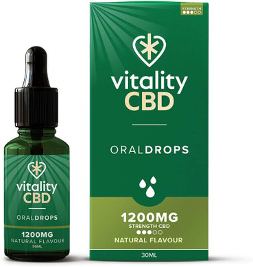 Vitality CBD Oral Drops in hempseed Oil, 1200 mg, Natural, 30ml, NO THC
