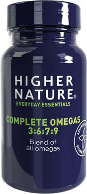 Higher Nature - Complete Omegas 3:6:7:9 - Fish Oils - Supports Vision, Brain Function & Cardiovascular Health - 240 Capsules