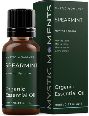 Mystic Moments | Organic Spearmint Essential Oil 10ml - Pure & Natural Oil for Diffusers, Aromatherapy & Massage Blends Vegan GMO Free (Pack of 2)