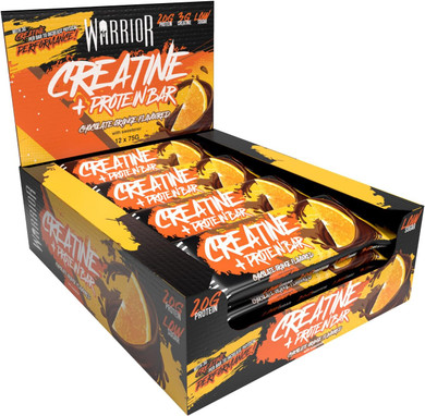 Warrior Creatine Protein Bars  Low Carb Snack, Oat Based Flapjack Bar, Increase Physical Performance, 12 x 75g (Salted Caramel Brownie)