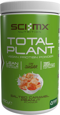 SCI-MX Total Plant - Vegan Protein Powder for Lean Muscle Development - Salted Caramel Peanut  Low-Sugar  35g Protein + 176 Calories per Serving  450g