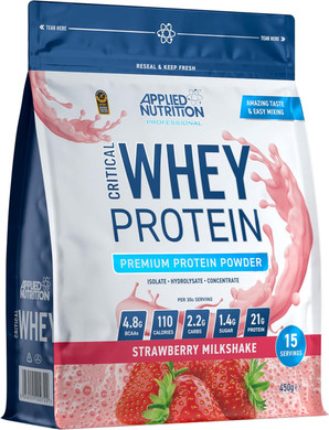 Applied Nutrition Critical Whey Protein Powder 450g - High Protein Powder, Protein Milkshake, Muscle Building Supplement with BCAAs & Glutamine (450g - 15 Servings) (Strawberry)