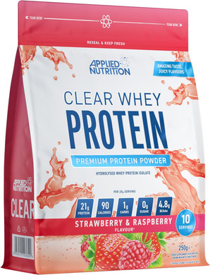 Applied Nutrition Clear Whey Isolate - Whey Protein Isolate, Refreshing High Protein Powder, Fruit Juice Style Flavours (Strawberry & Raspberry) (250g - 10 Servings)