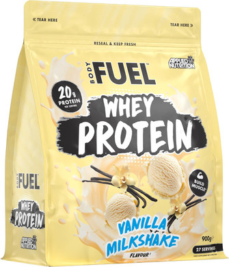 Bodyfuel Whey Protein Powder - 20g Protein for Muscle Recovery & Weight Management - Low-Calorie, Keto-Friendly - (900g - 27 Servings) (Vanilla Milkshake)