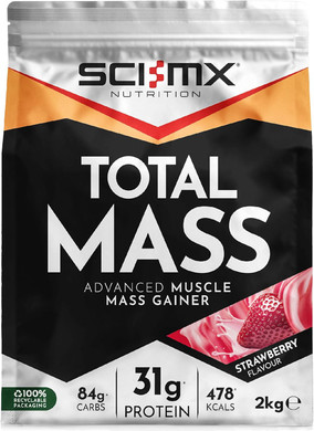 SCI-MX Total Mass - Advanced Muscle Mass Gainer Protein Powder - Muscle Growth & Weight Gain - Strawberry  31g Protein + 478 Calories per Serving  2kg