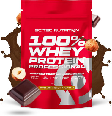 Scitec Nutrition 100% Whey Protein Professional  Enhanced with Extra Amino Acids & Digestive Enzymes  Gluten-Free  Palm Oil Free, 500 g, Chocolate-Hazelnut
