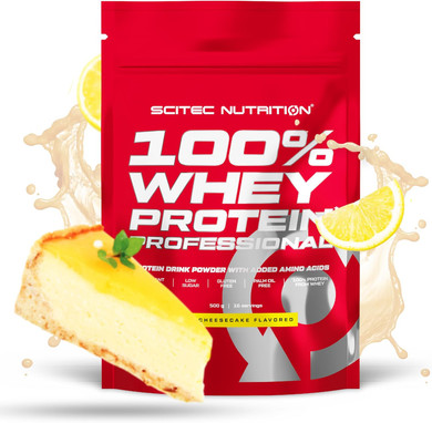Scitec Nutrition 100% Whey Protein Professional  Enhanced with Extra Amino Acids & Digestive Enzymes  Gluten-Free  Palm Oil Free, 500 g, Lemon Cheesecake