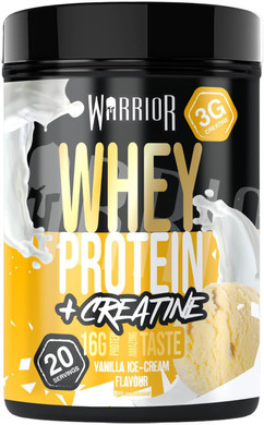 Warrior Whey Protein Powder + Creatine 500g - Sports Nutrition Shake for Muscle Growth, Performance, and Recovery - Enjoy Post Workout - Low Sugar - 20 Servings (Vanilla Ice Cream)