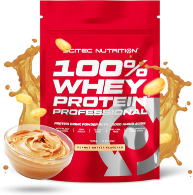 Scitec Nutrition 100% Whey Protein Professional  Enhanced with Extra Amino Acids & Digestive Enzymes  Gluten-Free  Palm Oil Free, 500 g, Peanut Butter