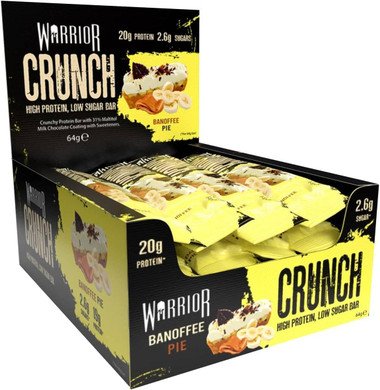 Warrior Crunch - High Protein Bars - 20g Protein Each Bar - Low Carb, Low Sugar Snack - 12 Pack x 64g (Banoffee Pie)
