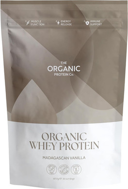 The Organic Protein Co.  Madagascan Vanilla Organic Whey Protein Powder | Additive Free, Undenatured, Bioactive, UPF Free, Emulsifier Free, Primarily Grass Fed, Vegetarian, Gluten Free  400g