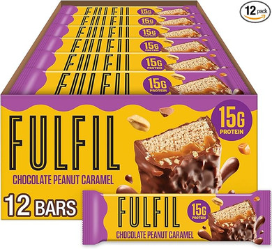 Fulfil Vitamin and Protein Bar (15 x 40 g Bars)  Chocolate Peanut and Caramel Flavour  15 g High Protein, 9 Vitamins, Low Sugar