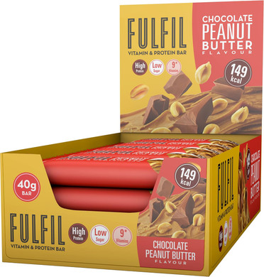 Fulfil Vitamin and Protein Bar (15 x 40 g Bars)  Chocolate Peanut Butter Flavour  15 g High Protein, 9 Vitamins, Low Sugar