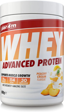 Per4m Protein Whey Powder | 30 Servings of High Protein Shake with Amino Acids | for Optimal Nutrition When Training | Low Sugar Gym Supplements (Peachy Cream, 900g)