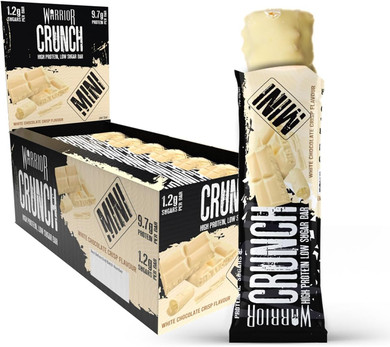 Warrior Crunch Mini (Snacksize)  Protein Bars  9g+ Protein Per Bar  Low Carb, Low Sugar Snack  24 Pack x 32g (White Chocolate)