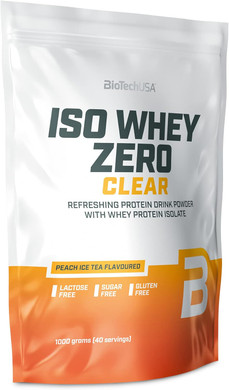 BioTechUSA Iso Whey Zero Clear Drink Powder, Refreshing, Sugar-Free, Lactose-Free, Gluten-Free, 5 Fruity Flavors, 88 kcal, 21g Protein, BCAAs, 1000 g, Tropical Fruit