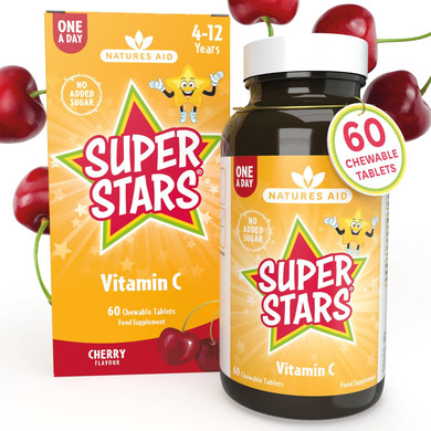 Natures Aid Super Stars Bone Support for Children 4-12 Years, 60 Chewable Tablets