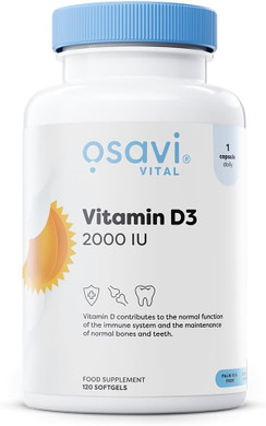 Osavi Vitamin D3 2000 IU  60 Softgels | Supports Immune Function | Bone Health | Muscle Function and Calcium Absorption | Contains Quali®D | Derived from Natural Lanolin and MCT Oil from Coconut