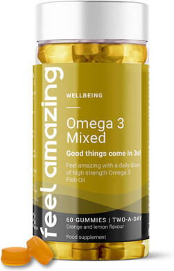 Feel Amazing Omega 3 Kids Gummies with Vitamin A, D, C & B12 - Sugar Free - Supports Brain Development, Immune System & Bone Health - 30 Servings