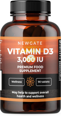 Newgate Labs Vitamin D3 3,000IU 90 High Strength Vegetarian Tablets - Nutritional Supplement - Fight Deficiency - Made in The UK - Halal - GMP Certified