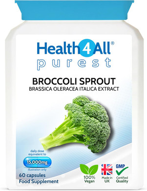 Health4All Broccoli Sprout Extract 15,000mg - 7500mcg Activated Sulphoraphane - 60 Vegan Broccoli Extract Capsules - High Strength Sulforaphane Supplement