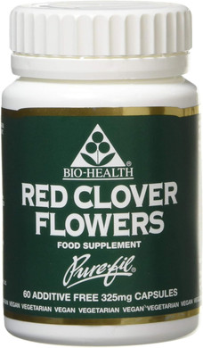Bio-health Red Clover Flowers 325mg Pure Herbal Food Supplement for Menopausal Symptoms Relief, Bone and Cardiovascular Health Support, Additive Free 60 Capsules
