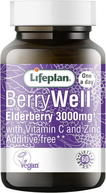 Lifeplan BerryWell Elderberry 3000mg Supplement with Sambucus, Vitamin C + Zinc (60 Capsules)  60-Day Supply