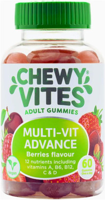 Chewy Vites Men Multivitamin Advance, 60 Multivitamin Gummies, 17 Essential Nutrients for Men with Vitamins B6, B12, Iodine & Lycopene, 1 Month Supply, Real Fruit Juice, Vegan, Berries Flavour