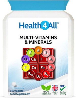 Health4All Multivitamins & Minerals One a Day 360 Easy to Swallow Tablets, 1 Year Supply, 100% RDA Daily Essential Nutrients for Men & Women, Supports Energy, Immunity & Overall Health | Made in UK