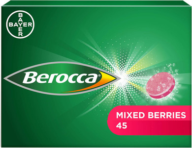 Berocca Vitamin C Effervescent Tablets - Including B Vitamins, Magnesium, Calcium & Zinc - Support Energy Release & Immune System - 45 Tablets - Mixed Berries Flavour