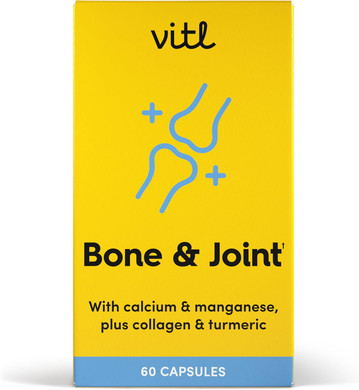 Vitl Bone & Joint Supplement - 60 Capsules - with Calcium, Manganese, Hydrolysed Type II Collagen & Turmeric - Maintenance for Joints, Bones & Cartilage - Support Mobility & Flexibility