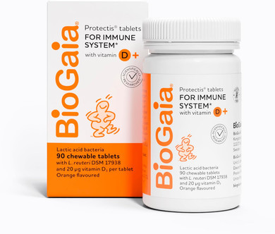 BIOGAIA Protectis Probiotic Tablets with Vitamin D3, Orange Flavoured, 30 Tablets