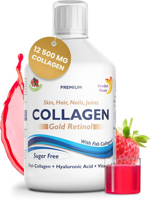 Swedish Nutra - Liquid Marine Collagen 10000mg - Pack of 500ml I Hydrolyzed Collagen Peptides (Type I & III) I Minimize Fine Lines, Wrinkles I Hyaluronic Acid, Biotin, Vitamin C - 20 Day Supply