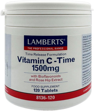Lamberts Time Release Vitamin C 1500mg Tablets with Bioflavonoids, 120 Count